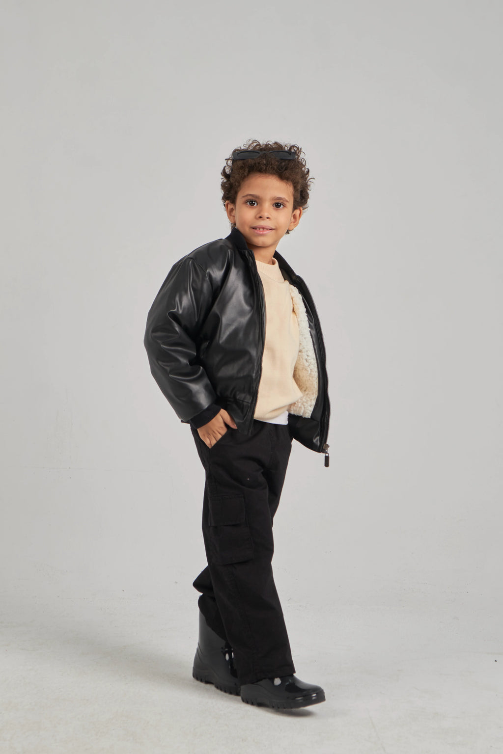 Boys Black Leather Jacket
