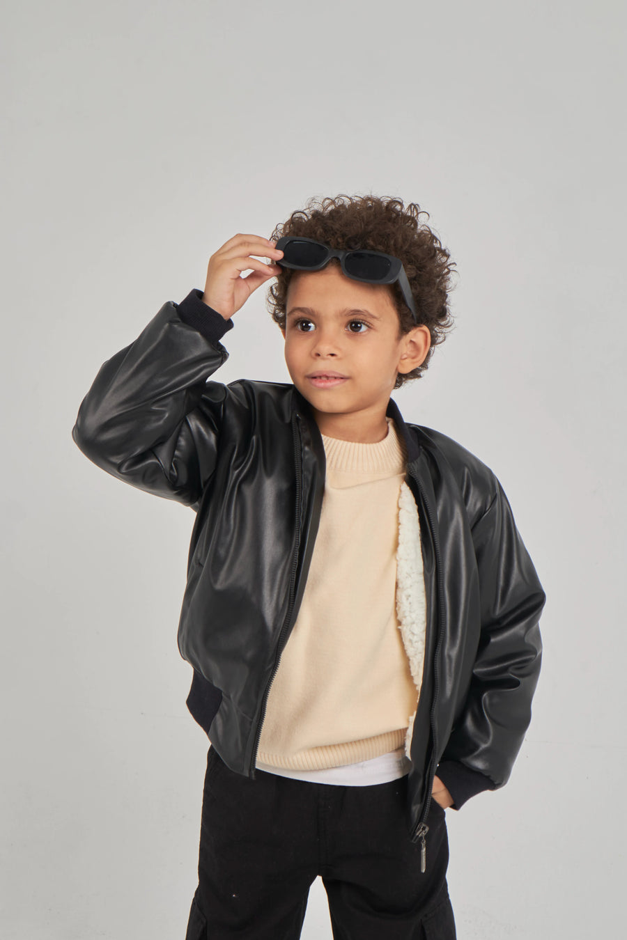 Boys Black Leather Jacket