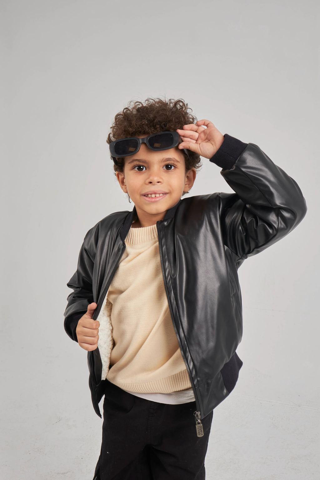 Boys Black Leather Jacket