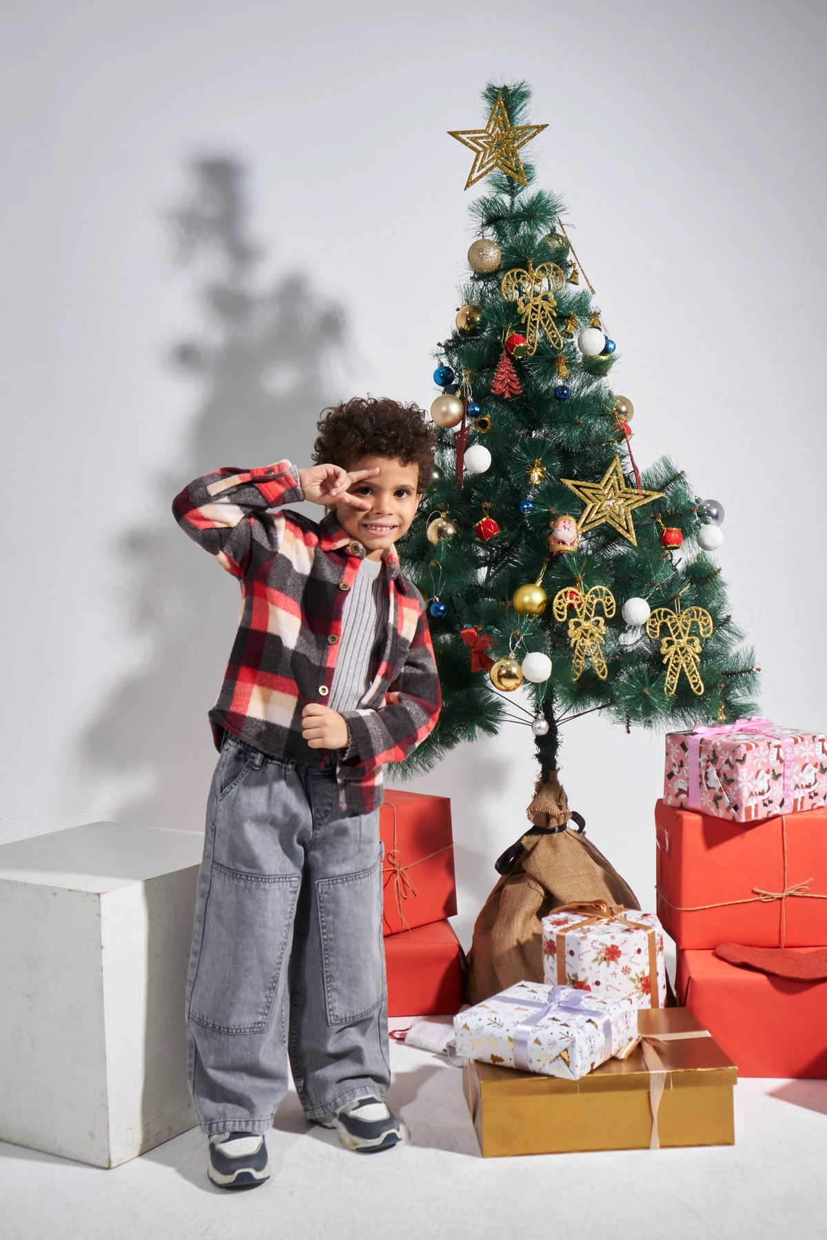 Girls Red Plaid Overshirt