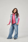 Girls Light Denim & White Denim Gilet