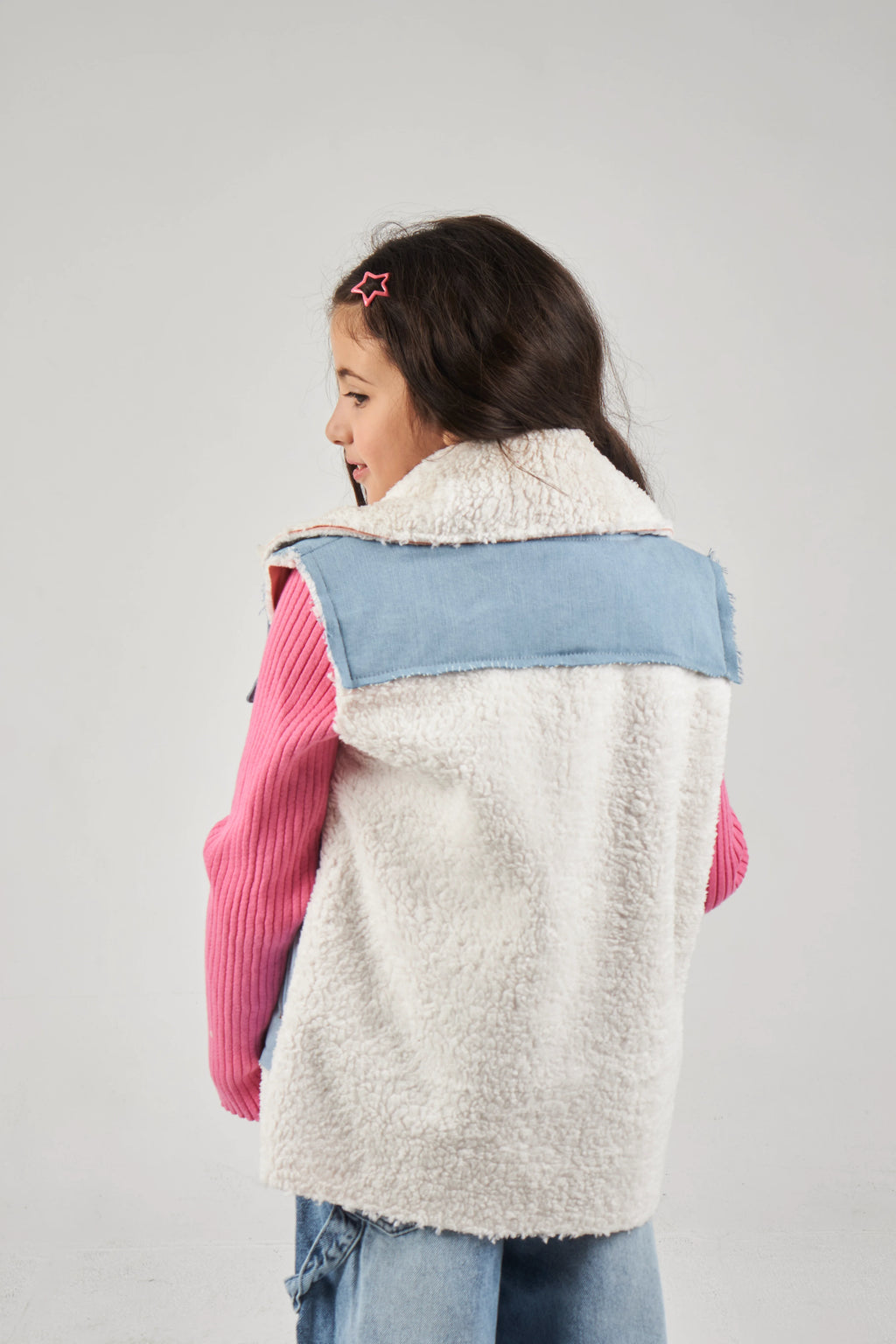 Girls Light Denim & White Denim Gilet