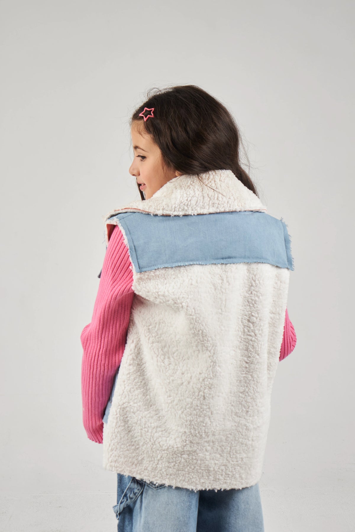 Girls Light Denim & White Denim Gilet