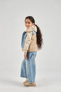 Girls Denim & Beige Denim Gilet