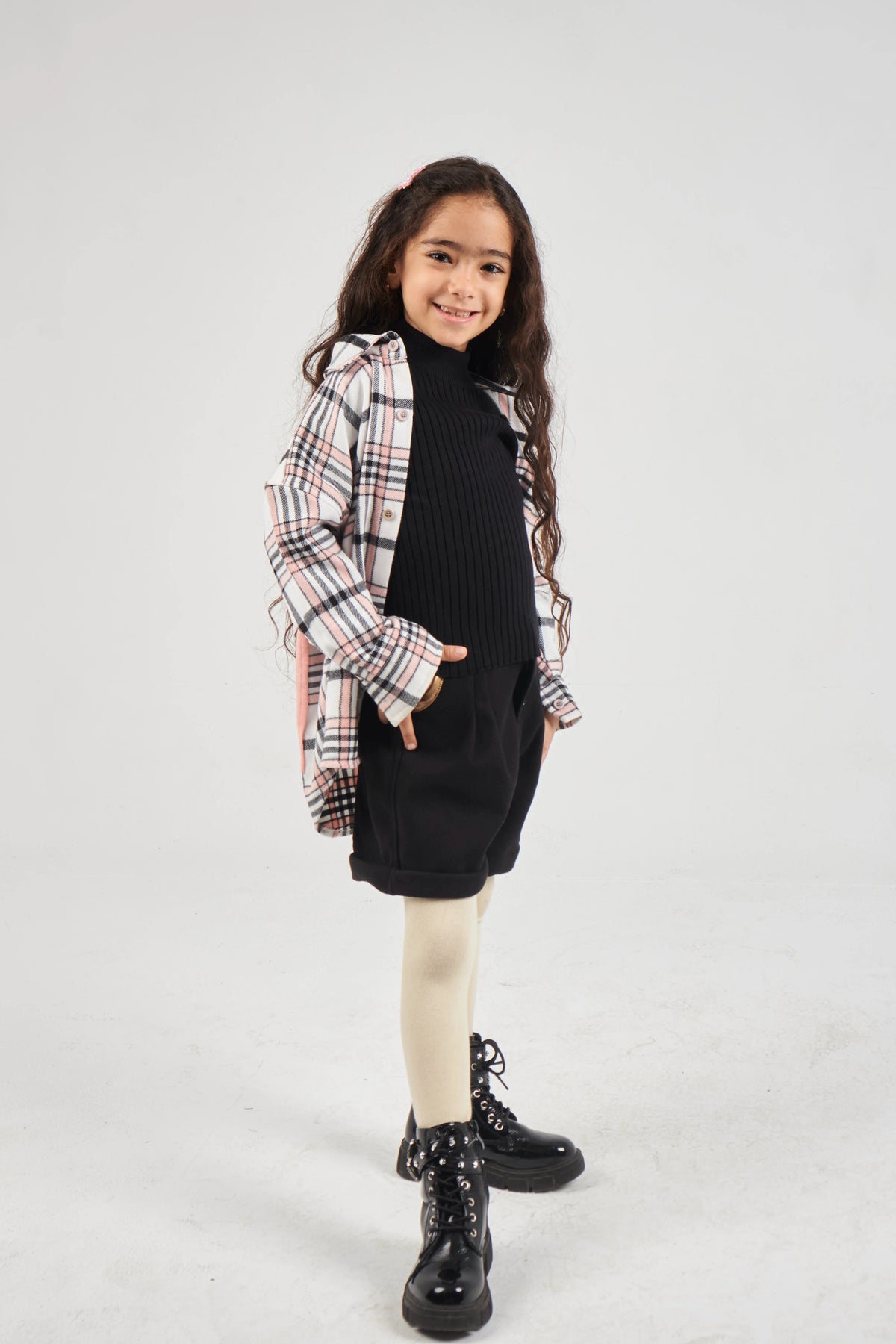 Girls Black Woven Shorts