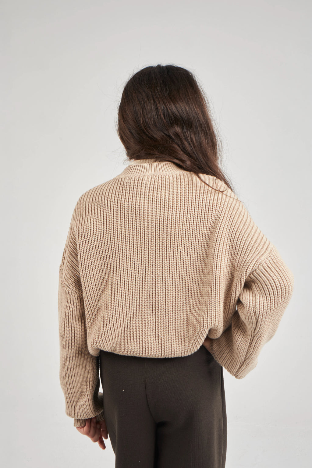 Girls Beige Knit Jacket