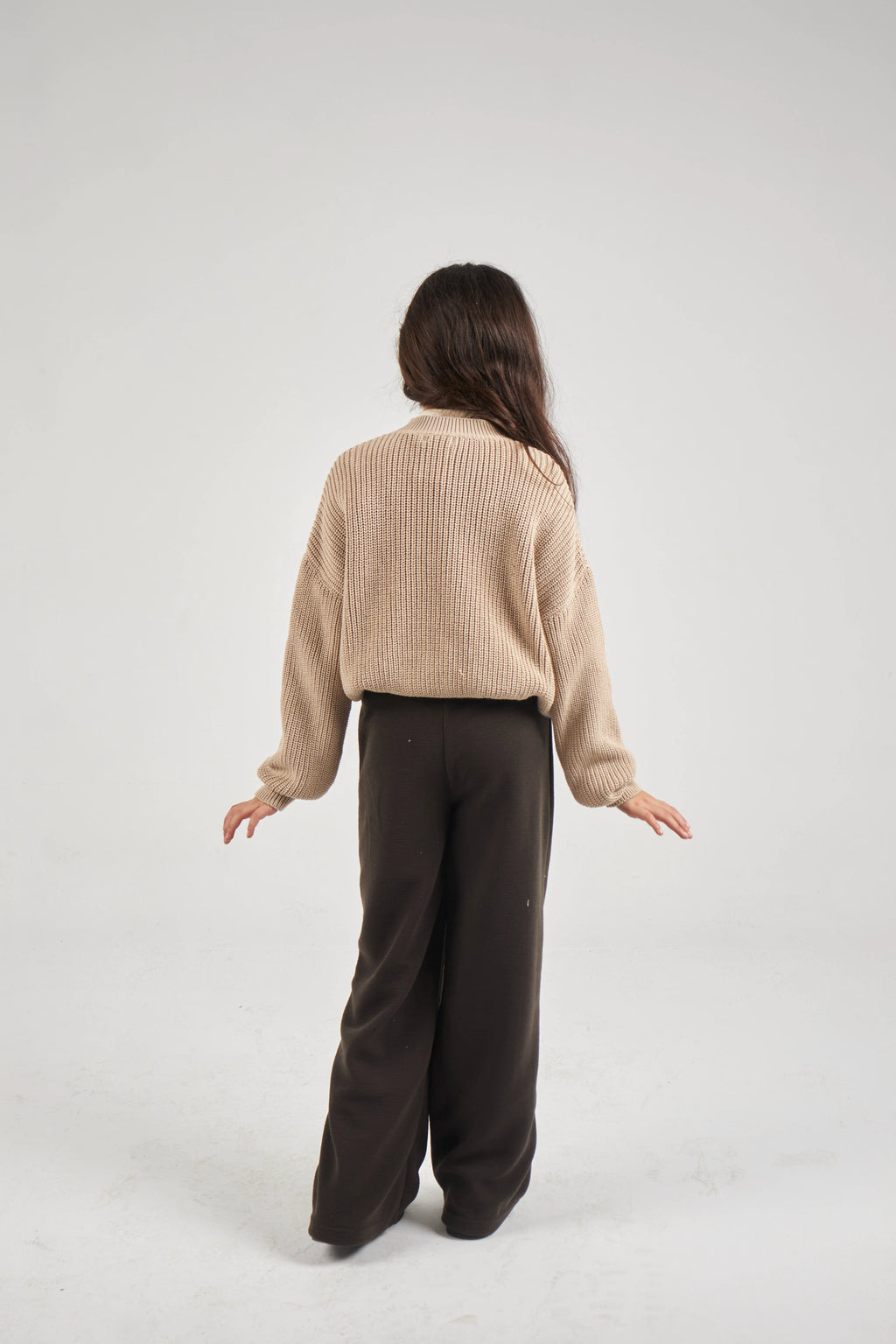 Girls Beige Knit Jacket