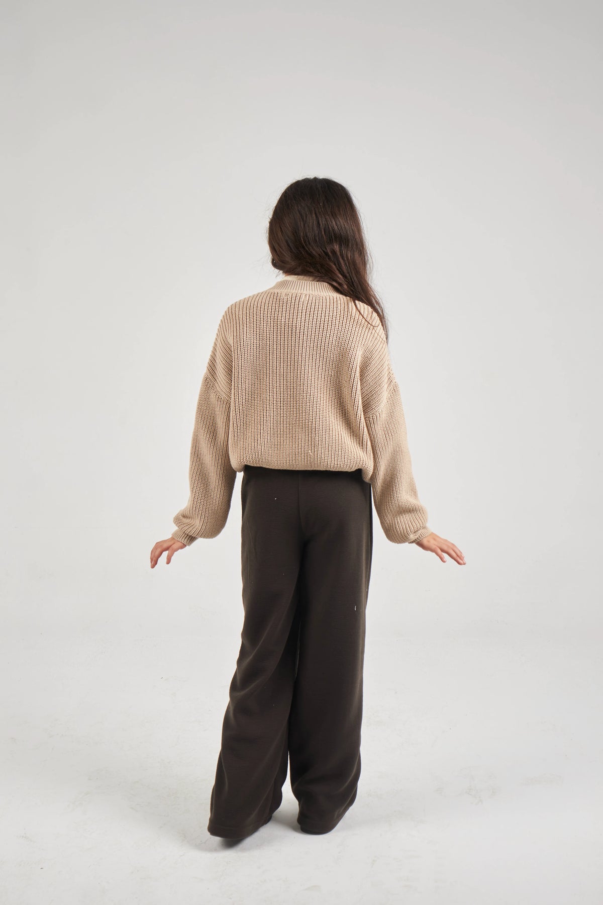 Girls Beige Knit Jacket
