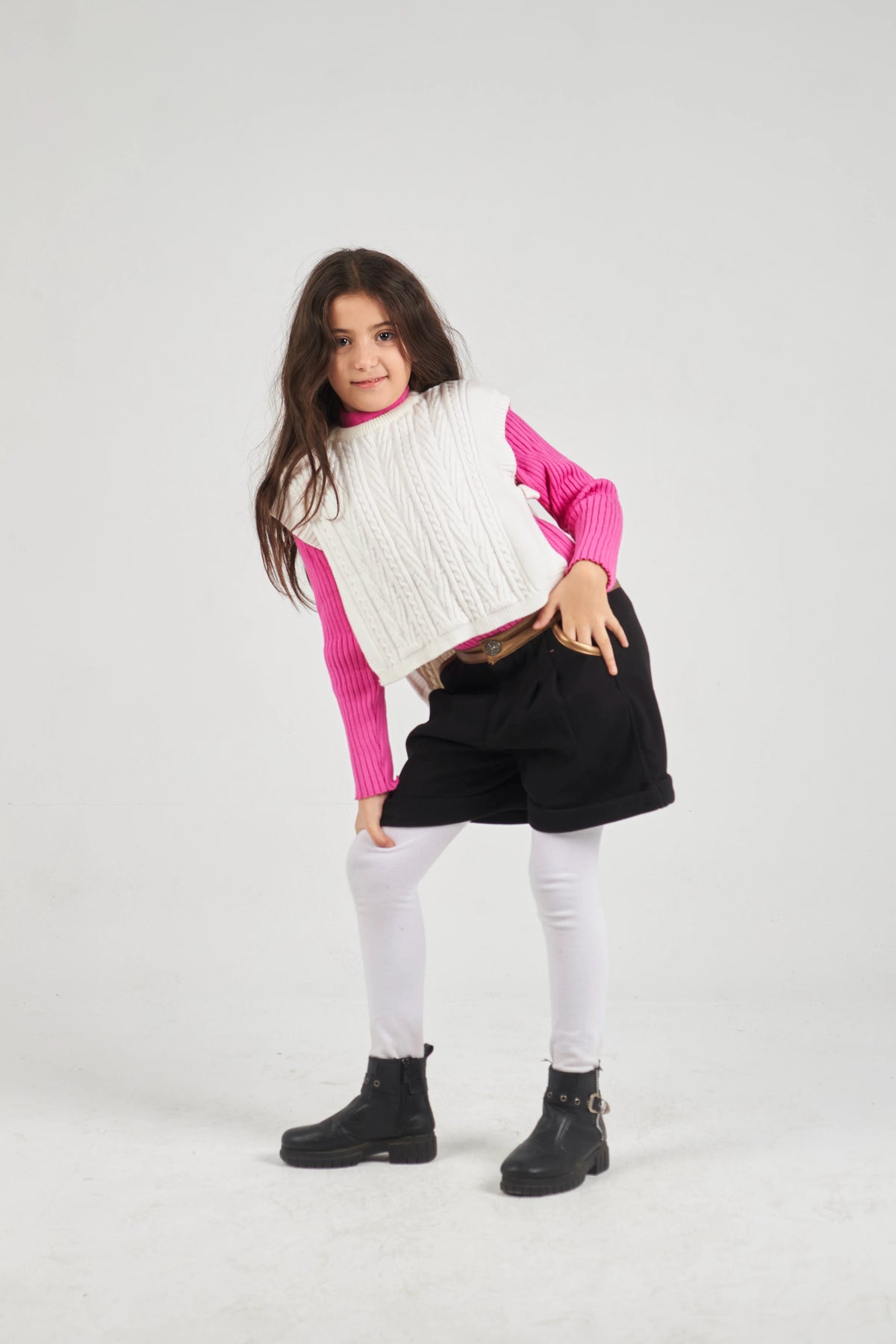 Girls Ecru Knit Gilet