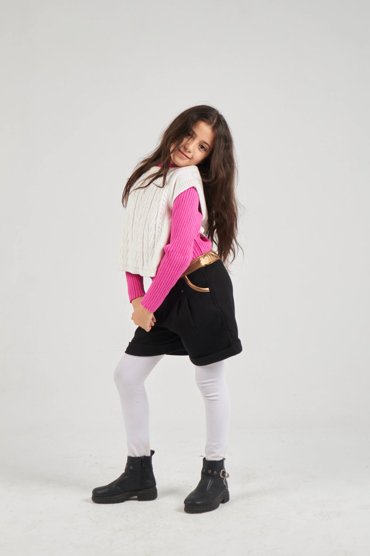 Girls Ecru Knit Gilet