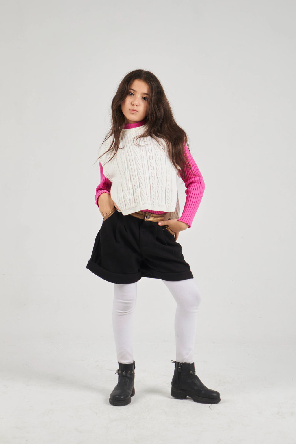 Girls Ecru Knit Gilet
