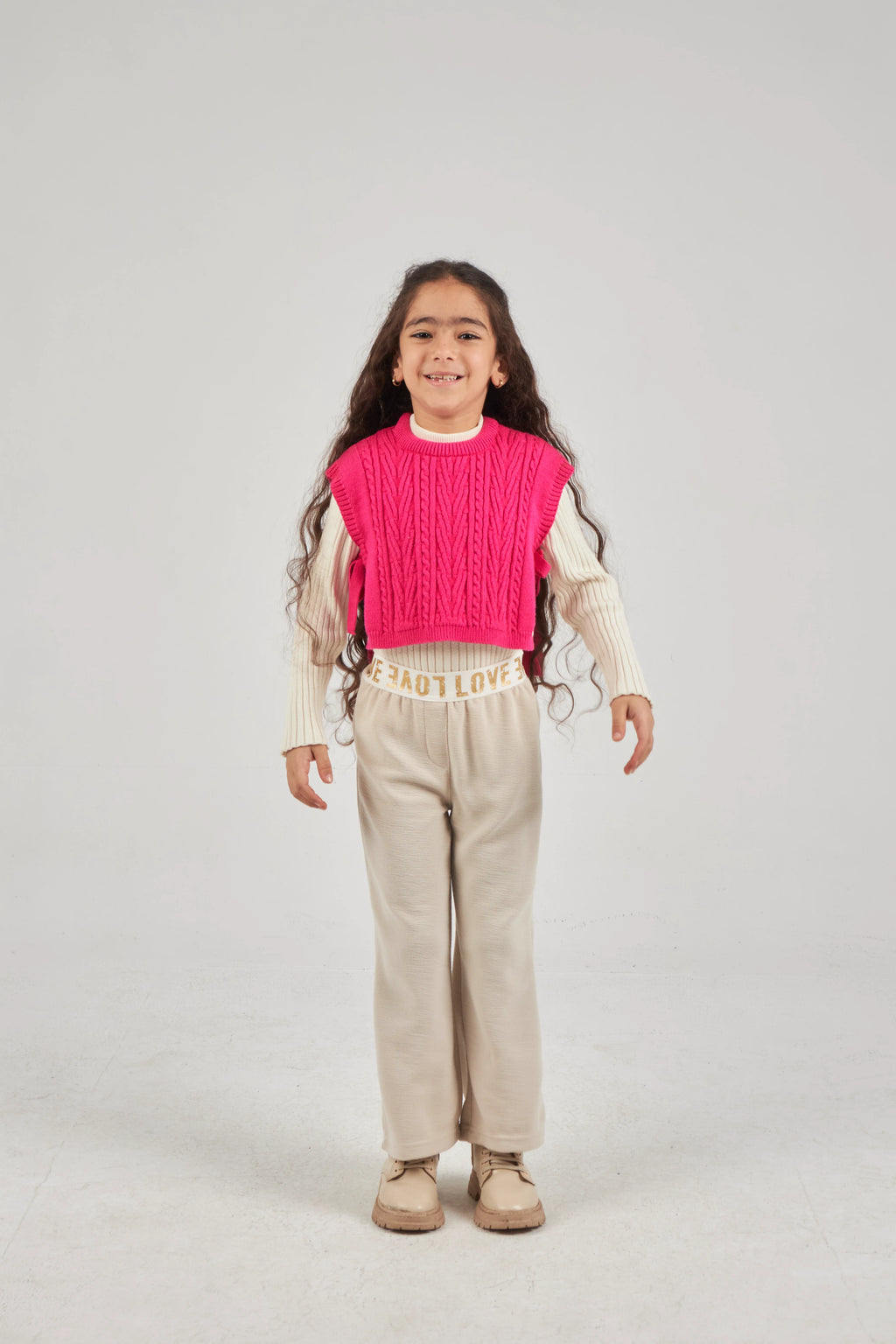 Girls Fuchsia Knit Gilet