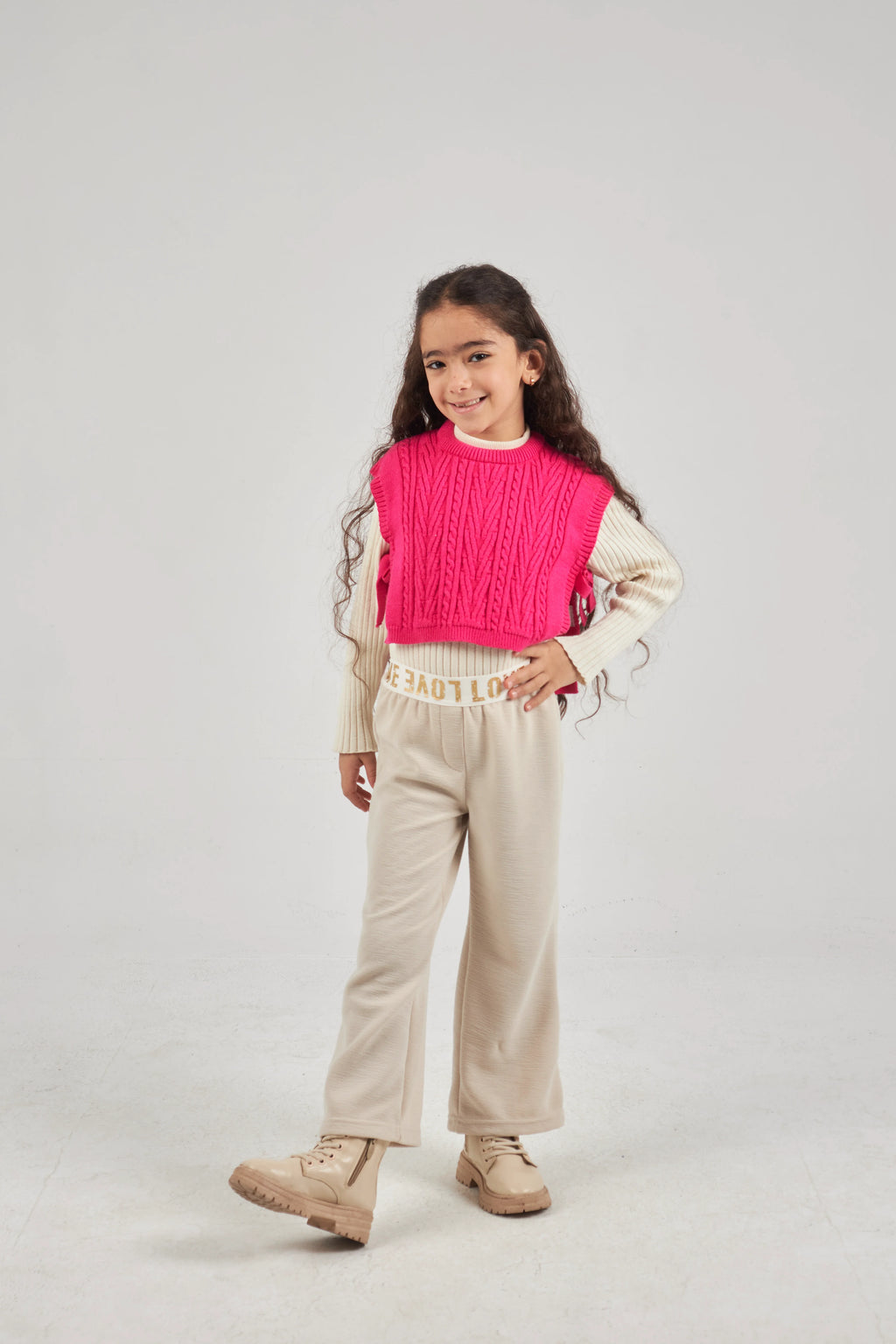 Girls Fuchsia Knit Gilet