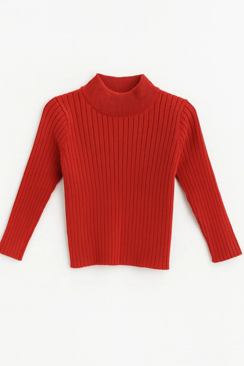 Unisex Red High Neck