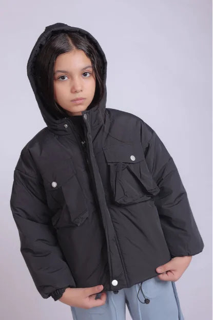 Girls Black Parka