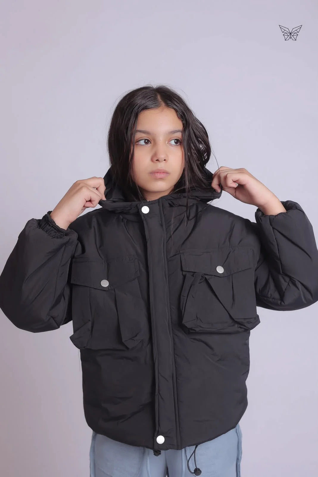 Girls Black Parka