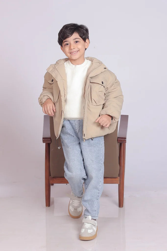 Girls Beige Parka