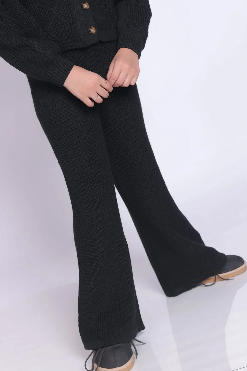 Girls Black Knit Set