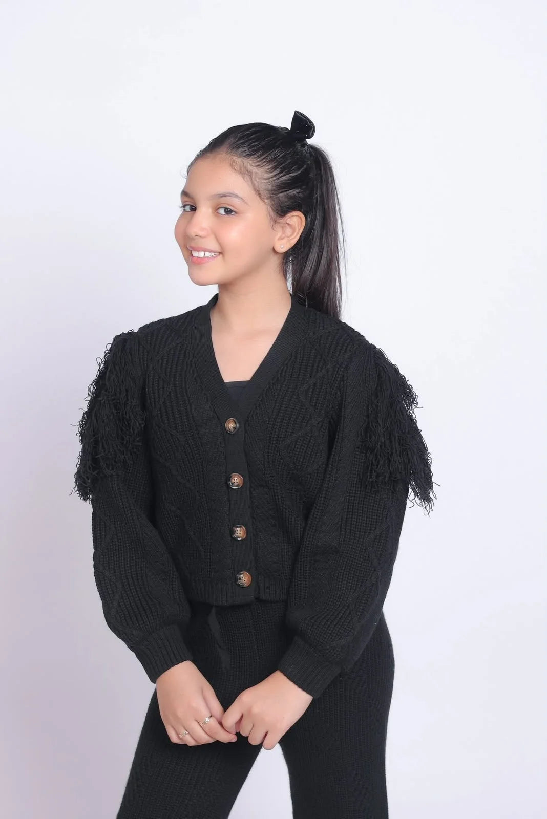 Girls Black Knit Set