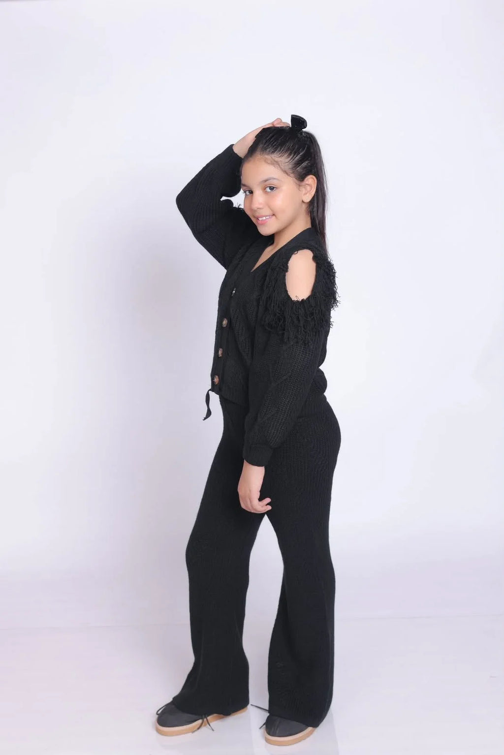 Girls Black Knit Set