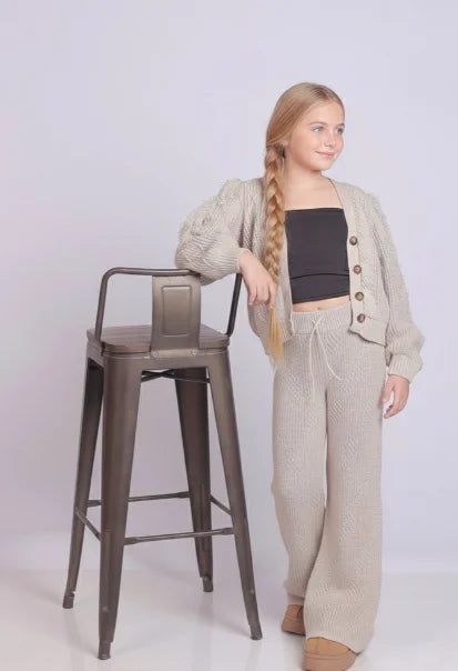 Girls Beige Knit Set