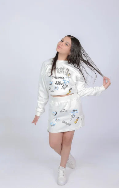 Girls White Knit Set