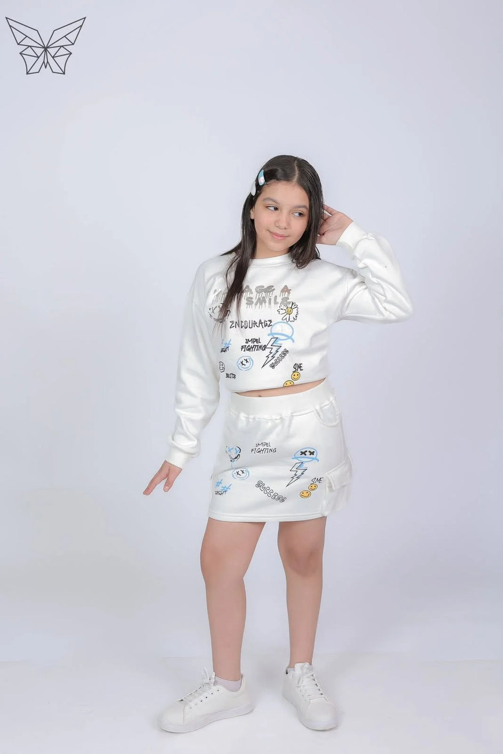 Girls White Knit Set