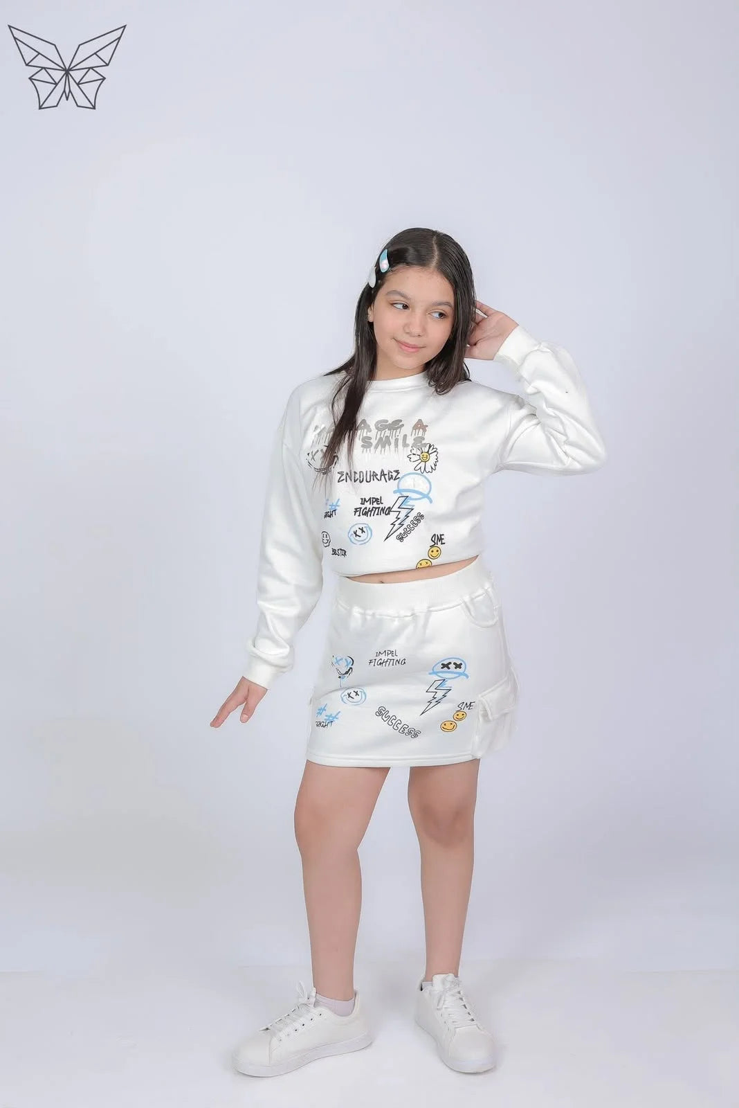 Girls White Knit Set